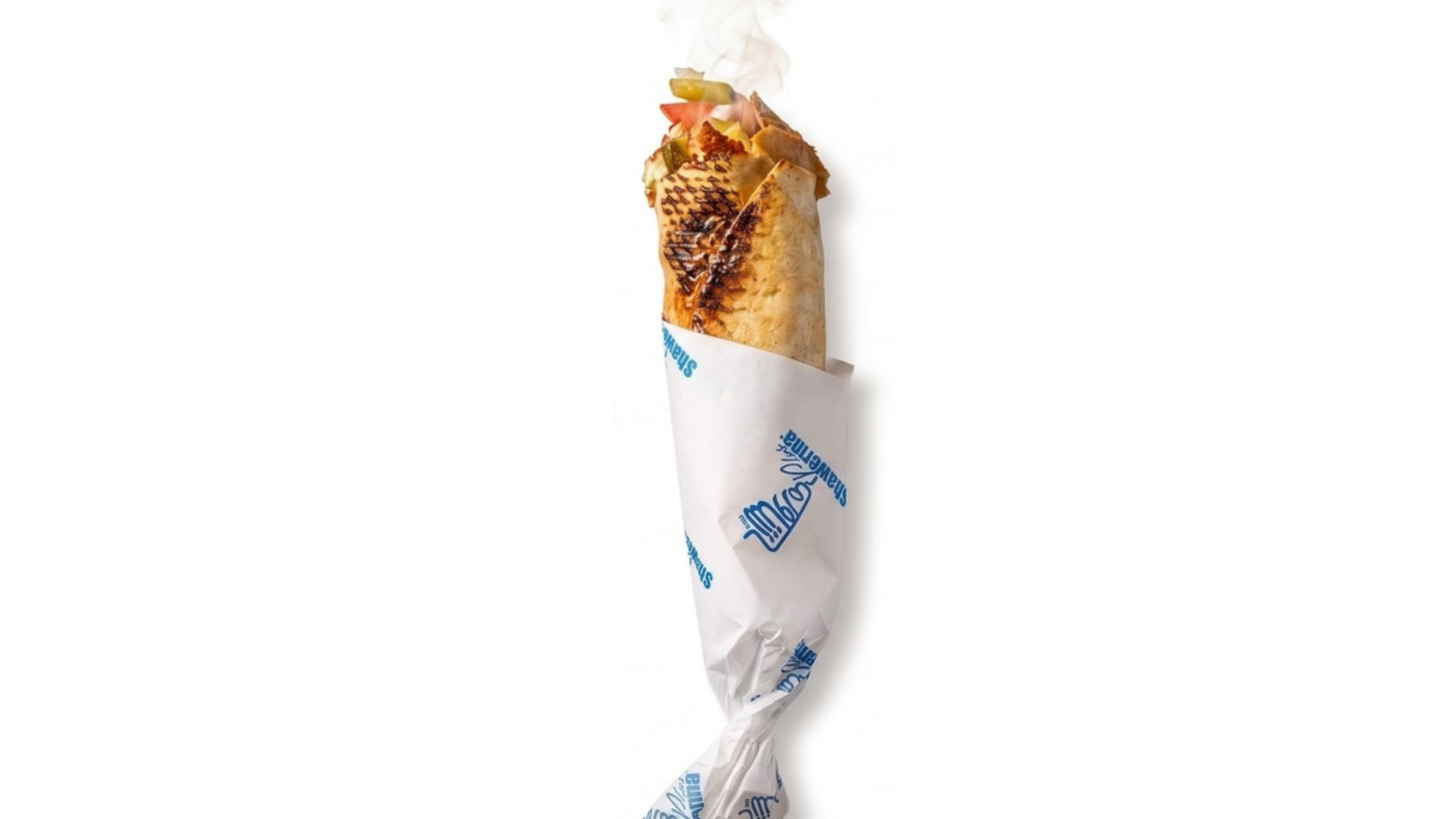 Chicken shawarma wrap in Shawerma Plus paper